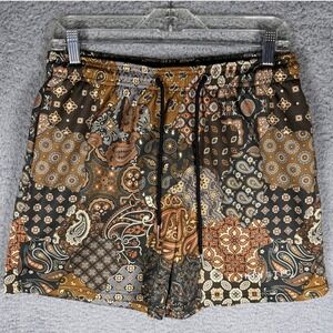 Kinetic King Paisley Patchwork Mesh Shorts Mens Large Brown Tan Streetwear USA